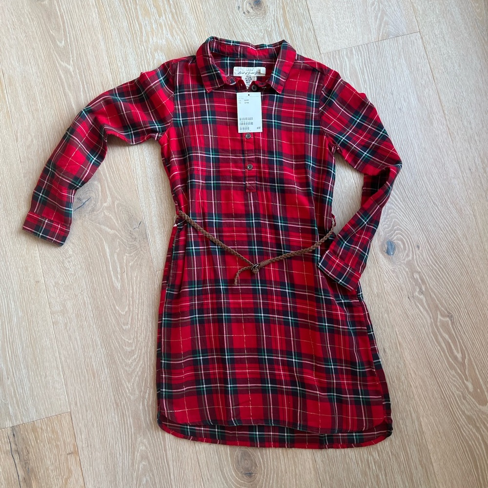 Girls H&M plaid belted dress